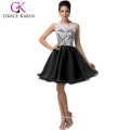 2015 Grace Karin Short Black Homecoming Dresses Patterns Sleeveless Lace Homecoming Dresses CL6123-2#